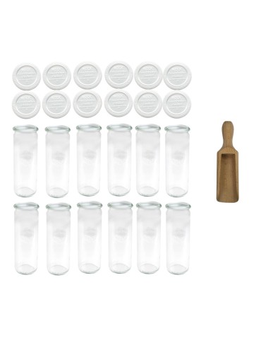 Słoiki i butelki - Słoiki WECK 12szt/ plastikowe wieko, miarka słoik 600ml CYLINDER - product 12