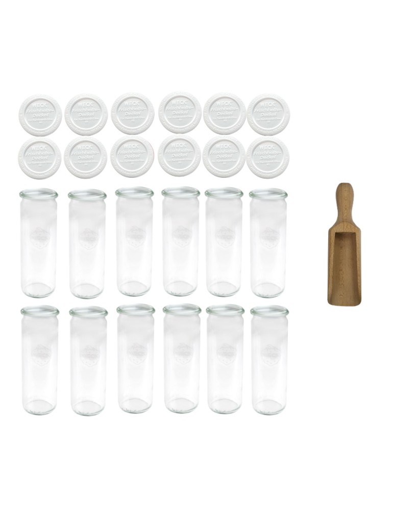 Słoiki i butelki - Słoiki WECK 12szt/ plastikowe wieko, miarka słoik 600ml CYLINDER - product MODO24.PL 12