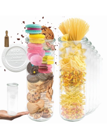 Słoiki i butelki - Słoiki WECK 6szt/ plastikowe wieko, miarka słoik 600ml CYLINDER - product 11