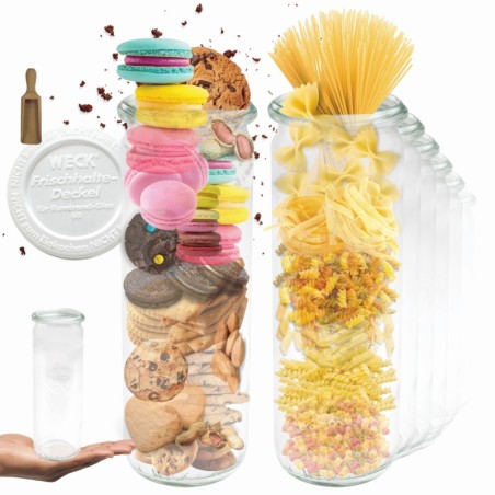 Słoiki WECK 6szt/ plastikowe wieko, miarka słoik 600ml CYLINDER