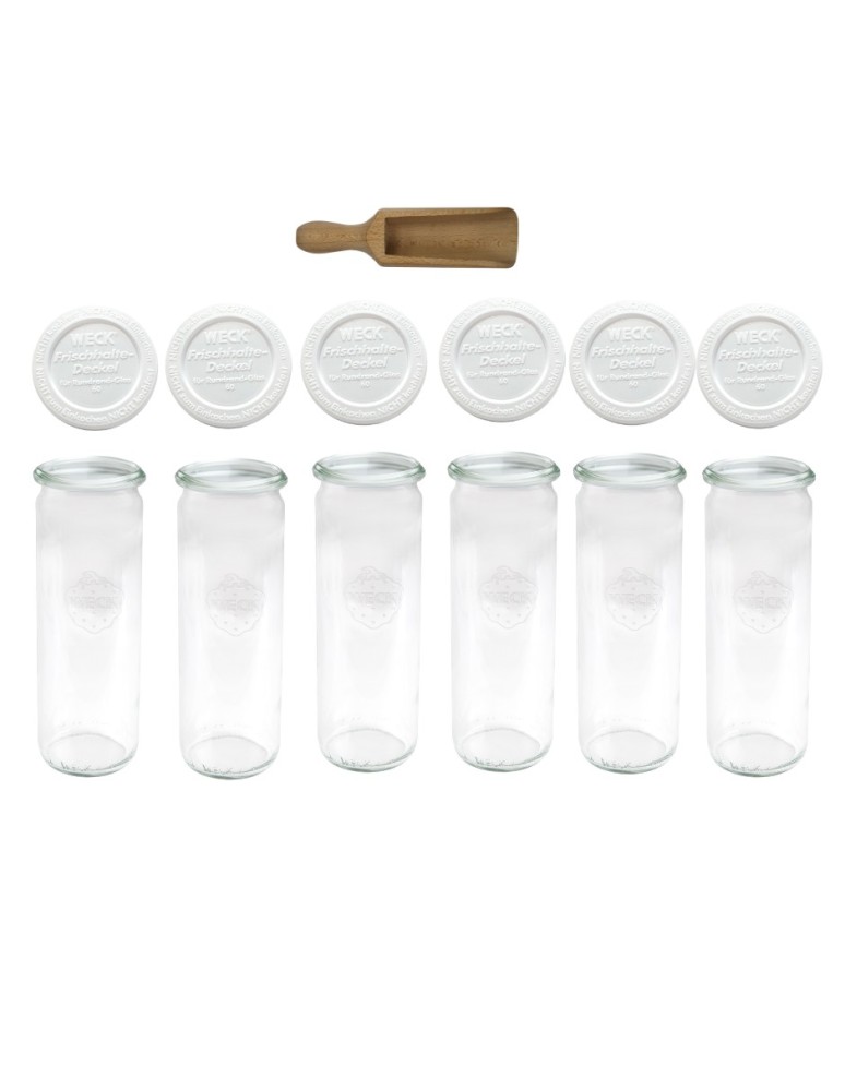 Słoiki i butelki - Słoiki WECK 6szt/ plastikowe wieko, miarka słoik 600ml CYLINDER - product MODO24.PL 12