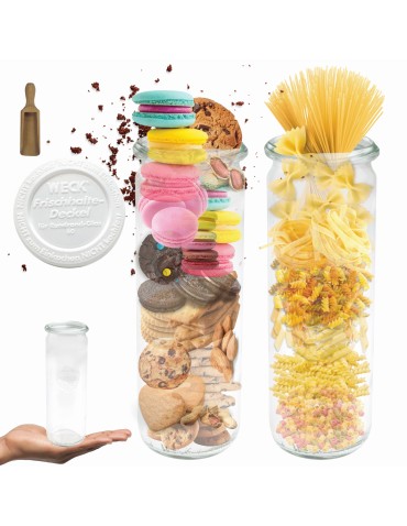 Słoiki i butelki - Słoiki WECK / plastikowe wieko, miarka słoik 600ml CYLINDER - product 11