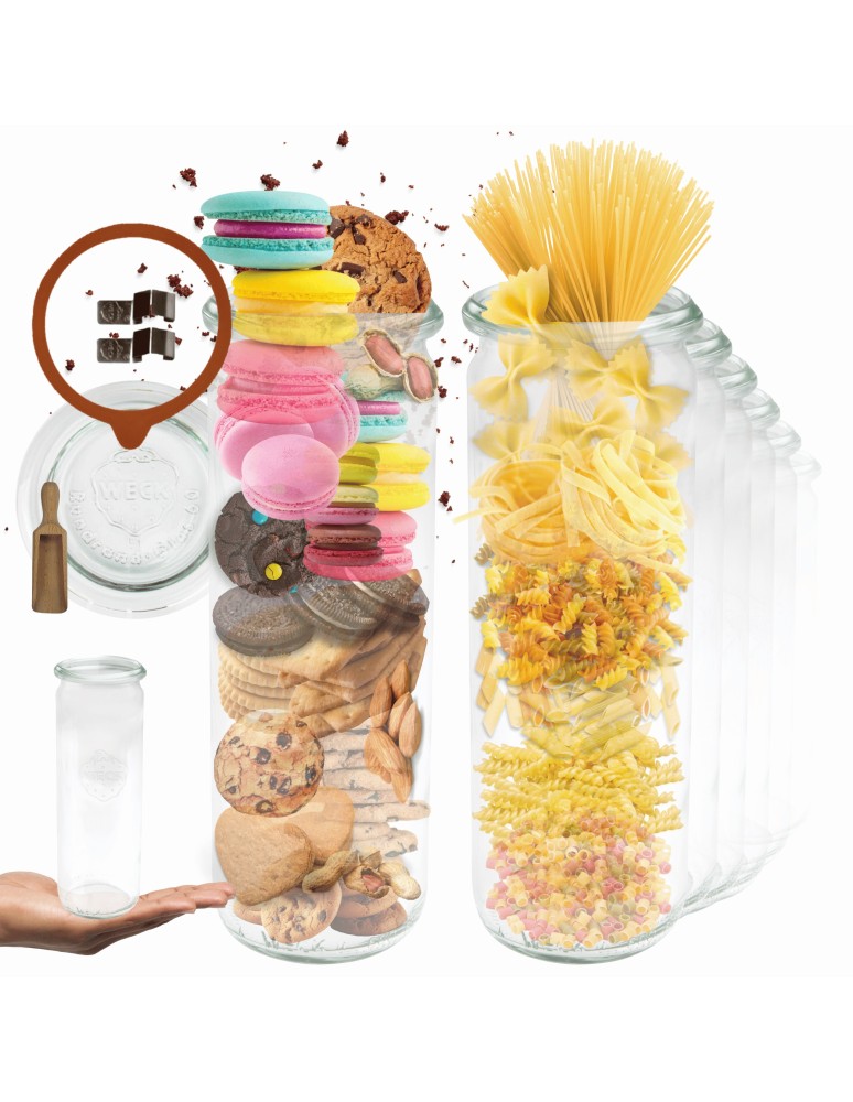 Słoiki i butelki - Słoiki WECK 12szt/ szklane wieko, miarka słoik 600ml CYLINDER - product MODO24.PL 11