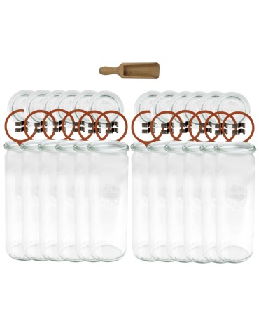 Słoiki i butelki - Słoiki WECK 12szt/ szklane wieko, miarka słoik 600ml CYLINDER - product 12