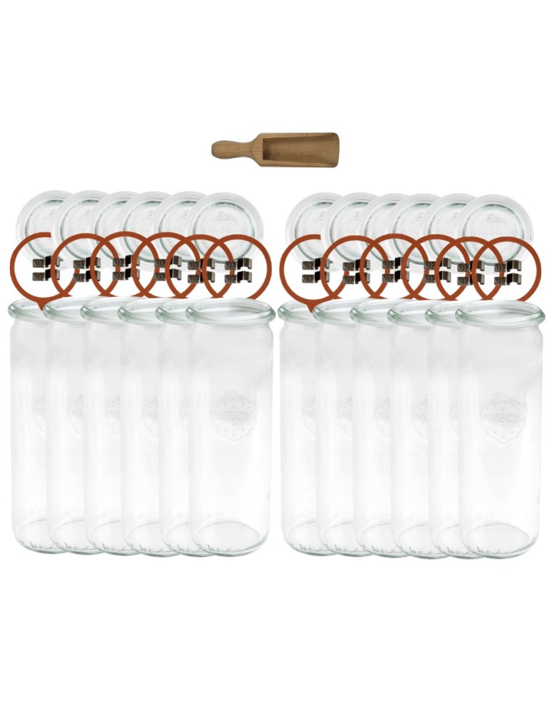 Słoiki i butelki - Słoiki WECK 12szt/ szklane wieko, miarka słoik 600ml CYLINDER - product MODO24.PL 12