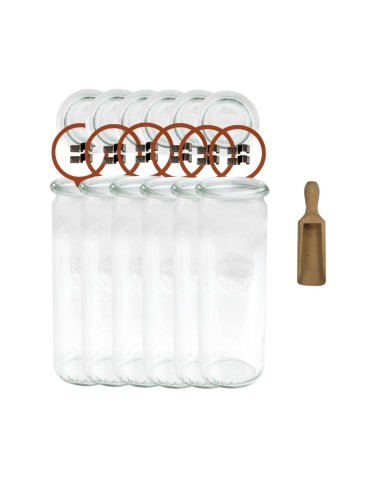 Słoiki i butelki - Słoiki WECK 6szt/ szklane wieko, miarka słoik 600ml CYLINDER - product 12