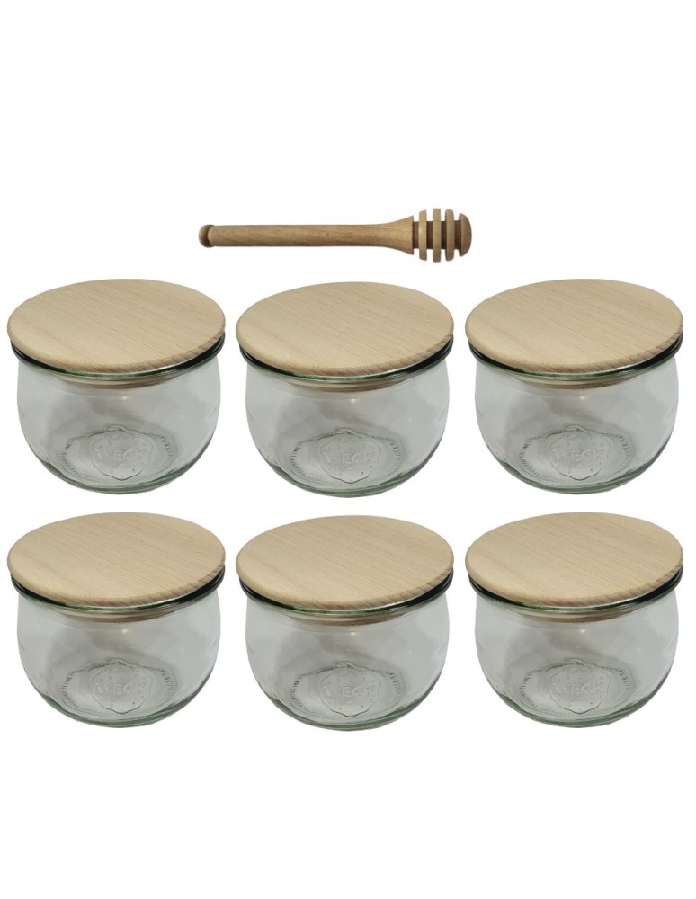 Słoiki i butelki - Słoiki WECK 6szt/ drewniane wieko, nabierak słoik 580ml TULIP - product MODO24.PL 2