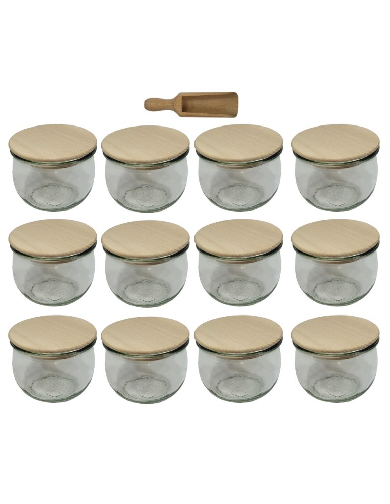 Słoiki i butelki - Słoiki WECK 12szt/ drewniane wieko, miarka słoik 580ml TULIP - product MODO24.PL 2