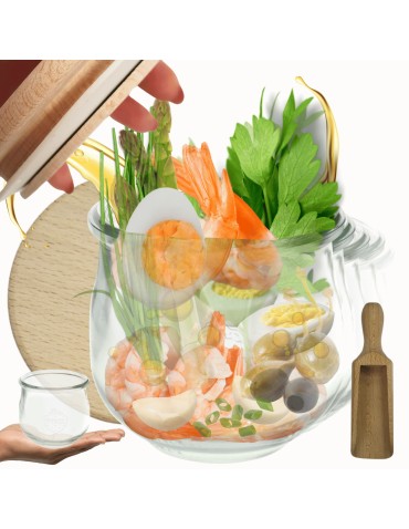 Słoiki WECK 6szt/ drewniane wieko, miarka słoik 580ml TULIP