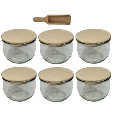 Słoiki WECK 6szt/ drewniane wieko, miarka słoik 580ml TULIP