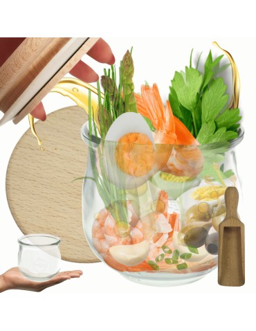 Słoiki WECK / drewniane wieko, miarka słoik 580ml TULIP