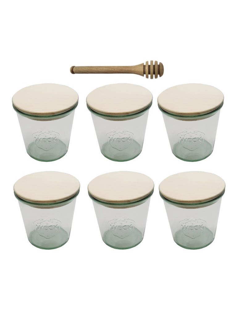 Słoiki i butelki - Słoiki WECK 6szt/ drewniane wieko, nabierak słoik 580ml MOLD - product MODO24.PL 2