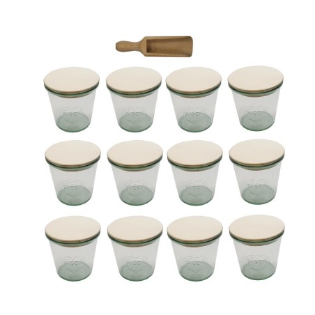 Słoiki WECK 12szt/ drewniane wieko, miarka słoik 580ml MOLD