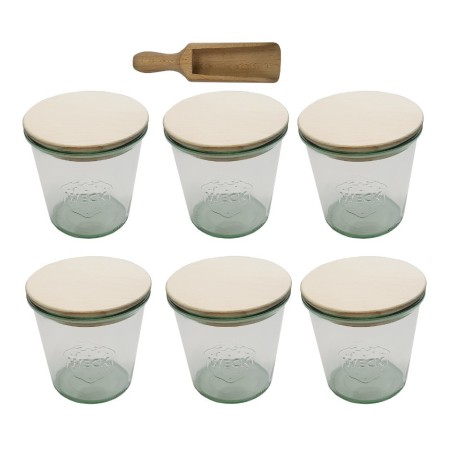 Słoiki WECK 6szt/ drewniane wieko, miarka słoik 580ml MOLD