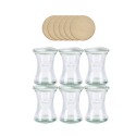 Słoiki Weck 370ml pucharek DELI żaroodporne drewniane wieka 6szt SOLIDNE