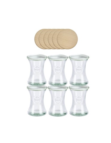 Słoiki Weck 370ml pucharek DELI żaroodporne drewniane wieka 6szt SOLIDNE - produkt 2