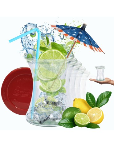 Słoiki Weck 370ml drinki DELI żaroodporne silikonowe wieka 6szt TRWAŁE