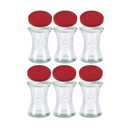 Słoiki Weck 370ml drinki DELI żaroodporne silikonowe wieka 6szt TRWAŁE