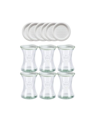 Słoiki Weck 370ml pucharek DELI żaroodporne weki plastikowe wieka 6szt - produkt 2