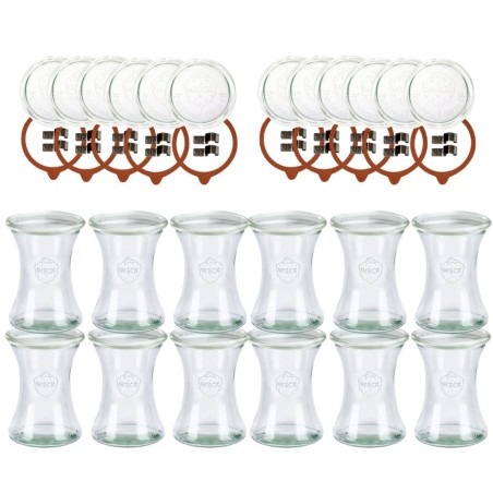 Słoiki Weck 370ml pucharek DELI żaroodporne dżem zapinki wieko gumka 12szt