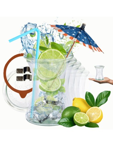 Słoiki Weck 370ml pucharek DELI żaroodporne dżem zapinki wieko gumka 6szt