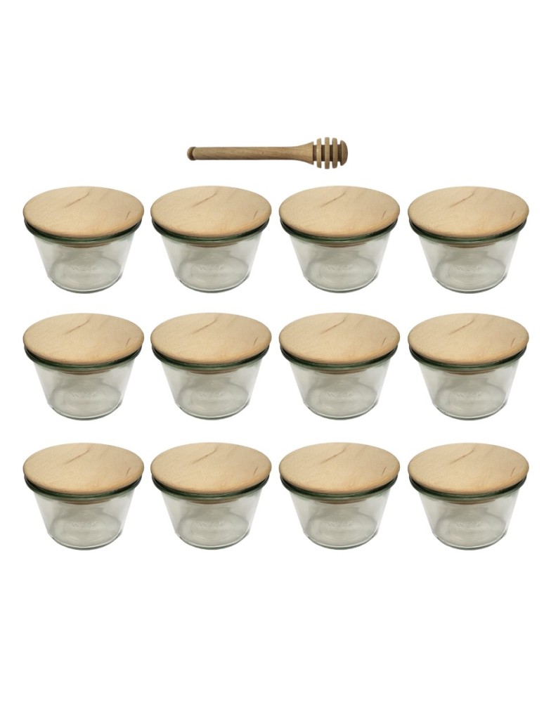 Słoiki i butelki - Słoiki WECK 12szt/ drewniane wieko, nabierak słoik 370ml MOLD - product MODO24.PL 2