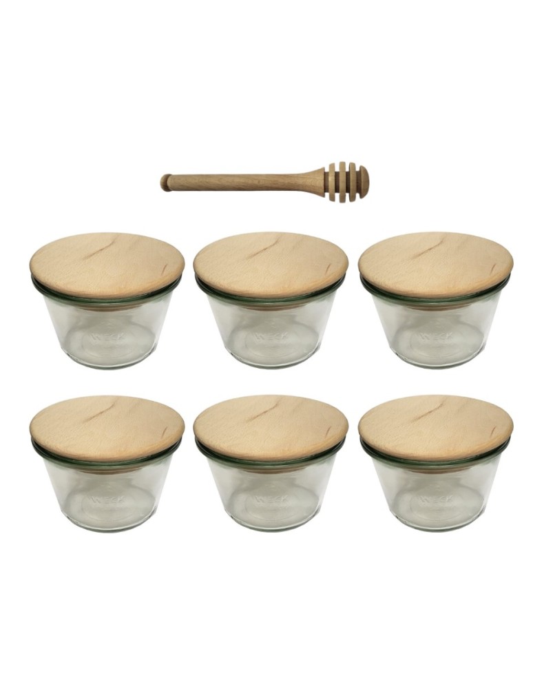 Słoiki i butelki - Słoiki WECK 6szt/ drewniane wieko, nabierak słoik 370ml MOLD - product MODO24.PL 2