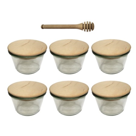 Słoiki WECK 6szt/ drewniane wieko, nabierak słoik 370ml MOLD