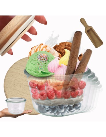 Słoiki WECK 12szt/ drewniane wieko, miarka słoik 370ml MOLD