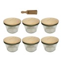 Słoiki WECK 6szt/ drewniane wieko, miarka słoik 370ml MOLD