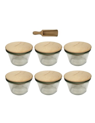 Słoiki WECK 6szt/ drewniane wieko, miarka słoik 370ml MOLD - produkt 2