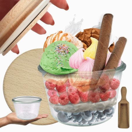 Słoiki WECK / drewniane wieko, miarka słoik 370ml MOLD