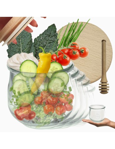 Słoiki WECK 6szt/ drewniane wieko, nabierak słoik 370ml TULIP