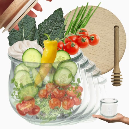 Słoiki WECK 6szt/ drewniane wieko, nabierak słoik 370ml TULIP