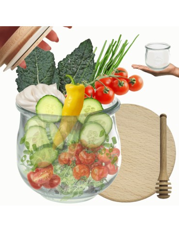 Słoiki WECK / drewniane wieko, nabierak słoik 370ml TULIP