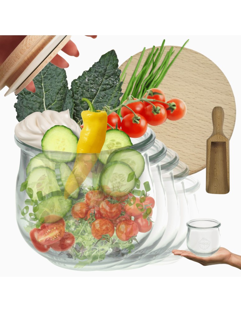 Słoiki i butelki - Słoiki WECK 12szt/ drewniane wieko, miarka słoik 370ml TULIP - produkt MODO24.PL 1