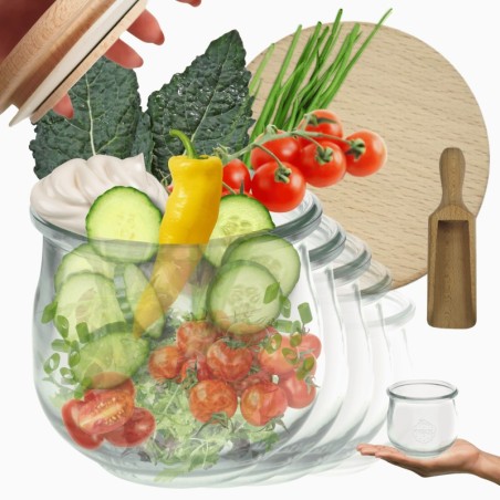 Słoiki WECK 12szt/ drewniane wieko, miarka słoik 370ml TULIP