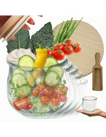 Słoiki WECK 6szt/ drewniane wieko, miarka słoik 370ml TULIP