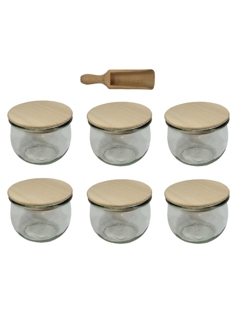 Słoiki i butelki - Słoiki WECK 6szt/ drewniane wieko, miarka słoik 370ml TULIP - product MODO24.PL 2