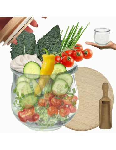 Słoiki WECK / drewniane wieko, miarka słoik 370ml TULIP