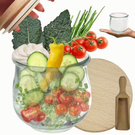 Słoiki WECK / drewniane wieko, miarka słoik 370ml TULIP