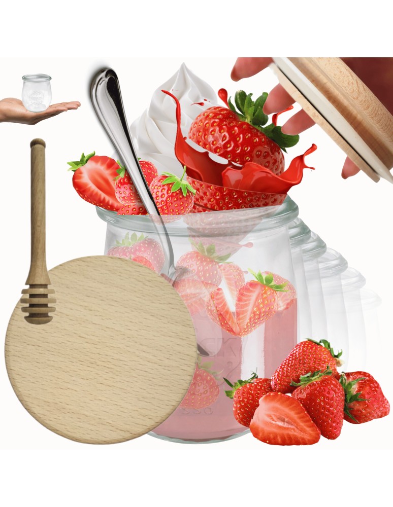 Słoiki i butelki - Słoiki WECK 6szt/ drewniane wieko, nabierak słoik 220ml TULIP - produkt MODO24.PL 1
