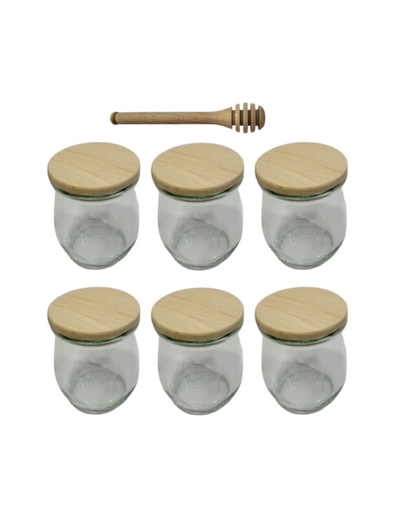 Słoiki i butelki - Słoiki WECK 6szt/ drewniane wieko, nabierak słoik 220ml TULIP - product MODO24.PL 2
