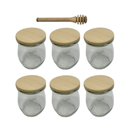 Słoiki WECK 6szt/ drewniane wieko, nabierak słoik 220ml TULIP