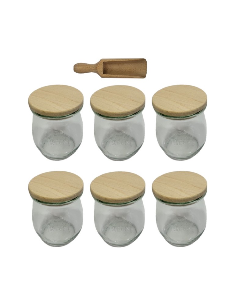 Słoiki i butelki - Słoiki WECK 6szt/ drewniane wieko, miarka słoik 220ml TULIP - product MODO24.PL 2