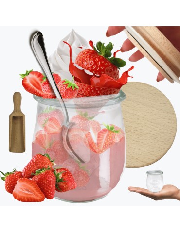 Słoiki WECK / drewniane wieko, miarka słoik 220ml TULIP