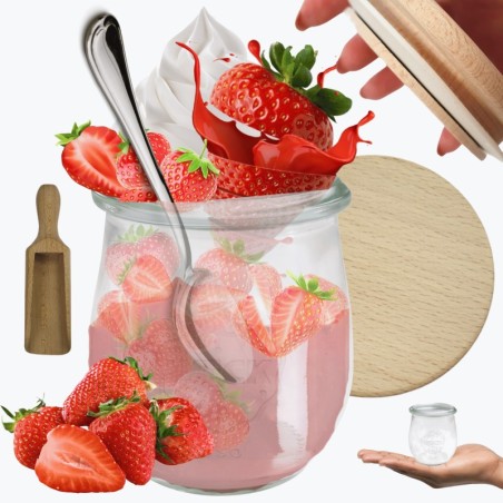 Słoiki WECK / drewniane wieko, miarka słoik 220ml TULIP