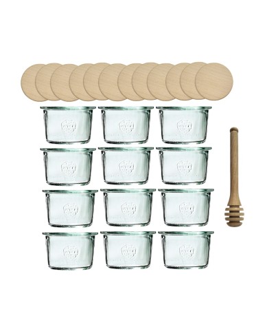 Słoiki Weck 80ml przetwory MOLD żaroodporne drewniane wieka 12szt nabierak - produkt 2