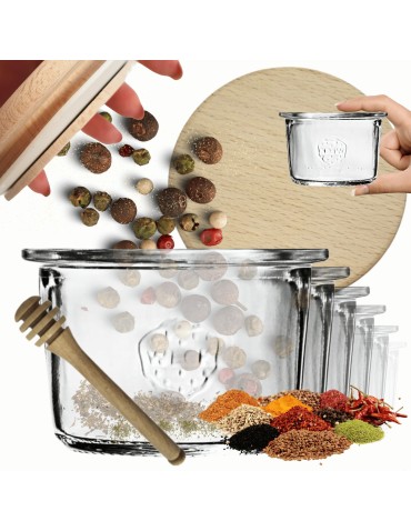 Słoiki Weck 80ml przetwory MOLD żaroodporne drewniane wieka 6szt nabierak