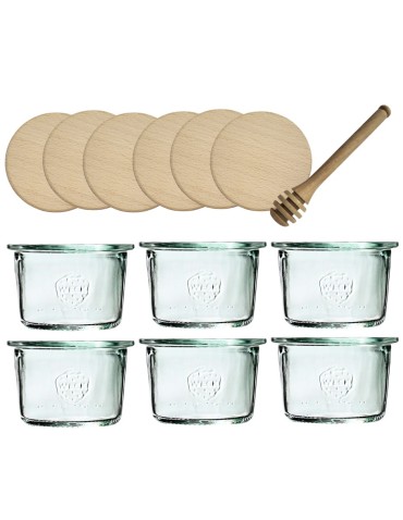 Słoiki Weck 80ml przetwory MOLD żaroodporne drewniane wieka 6szt nabierak - produkt 2